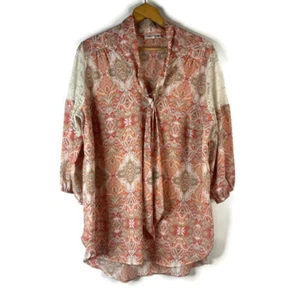 Top túnica mujer Cato talla 2X 18/20W naranja cachemira encaje manga 3/4 cuello atado - Imagen 1 de 8