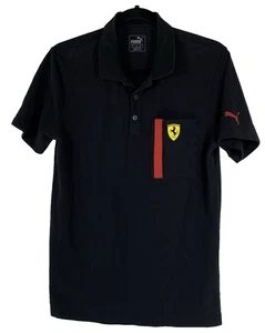 Ferrari Puma Mens S Black Short Sleeve 3 Button Polo Golf Shirt Italy - Picture 1 of 14