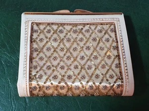 Vintage Cream, Beaded on Silk Leather Purse by Waterman's, Paris. Boxed - Picture 1 of 13