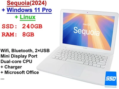 Macbook 13.3 inch 8GB 240GB SSD Apple Sequoia Windows 11 Pro Linux Office - Image 1 of 4