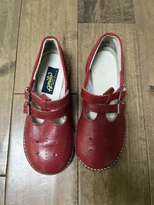 Amilio Mary Jane Double T Strap Buckle Shoes Girls 9 Red USA VTG - Fast Shipping - Picture 1 of 6