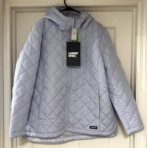 Lands’End Damen Thermo Jacke Kapuze Large Periwinkle FeatherFree Neu mit Etikett - Bild 1 von 11