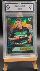 Viktor Gyokeres Sporting Football Card Topps Gold 2024 Green /99 MGC 9 - Picture 1 of 2