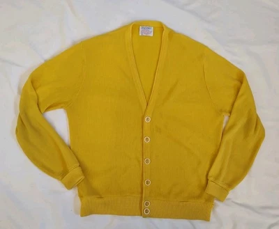 Cárdigan Suéter Puritano Vintage Años 60 The Sporting Life Amarillo Brillante Para Hombre Talla L Foto 1 de 4