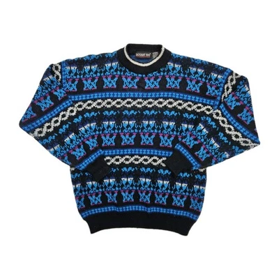 Vintage Knit Grandpa Sweater Men's Size Large Multicolor Pullover 90s Fair Isle - Image 1 of 4