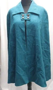 Vintage Otterburn Tweed Turquoise Cape Size 14/16UK (M27) - Picture 1 of 9
