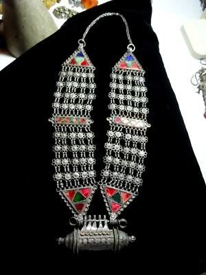 Collar Tribal Rabari Grande Plata Antigua India Jaisalmer Rajasthan Étnico Foto 1 de 4