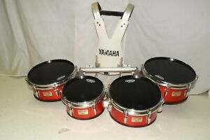 Yamaha Marching Band  Field Corps Tenors Quad Drums 10 12 13 14 + Harness Red