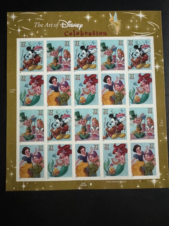 Scott #3912-15 The Art of Disney Celebration Sheet of 20 37¢ Stamps (2005) - Image 1 of 1