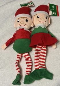 Two Christmas Elf Plushies || Boy and Girl || Christmas House || NWT - Picture 1 of 4