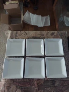 Set 6 BRAND NEW IN BOX Rene Ozorio Paris Porcelain Square 4" Plates Dishes White - Picture 1 of 4