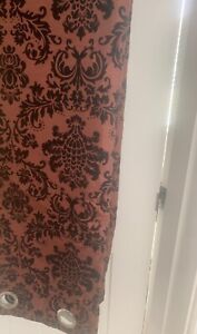 1 Brown & Black Pair Embroidery Curtain Excellent Condition - Large 224 x 186 cm