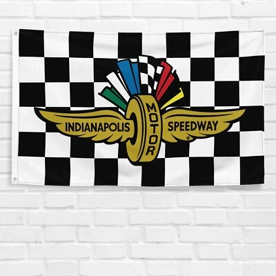 Indianapolis Motor Speedway 3x5 ft Checkered Flag 500 Indy Car Brickyard Banner - Image 1 of 4