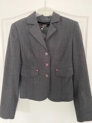 Damenjacke, Blazer, Kurzjacke, Springfield Gr.S grau mit Nadelstreifen pink - Bild 1 von 2