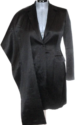 Tahari Exclusivo 2 Piezas Traje Chaqueta Larga Abrigo y Pantalones Talla 10 Mezcla de Lana Negro Foto 1 de 4