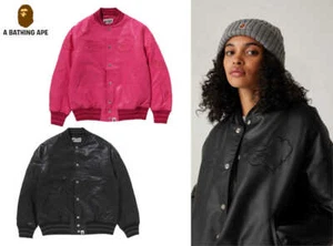 A Bathing Ape Women's Synthetic Leather Varsity Jacket 2024 FW MULTI LOGO Motif - Picture 1 of 13