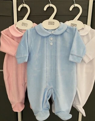 NEWBORN BABY GIRL BOY ROMPERS BABYGROW SLEEPSUIT SPANISH STYLE VELOUR 0-3 MONTHS