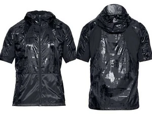 Under Armour $130 Hooded PERPETUAL WINDBREAKER water resist Jacket black XL #8 - Picture 1 of 2