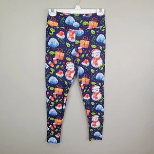 Dren Designs Christmas Snowman Polyester Spandex Ankle Leggings One Size - Picture 1 of 5
