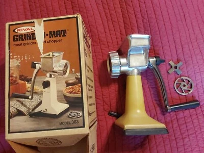 NUEVO Molinillo/Picadora de alimentos vintage Rival 303 Grind-O-Mat Gold GC Foto 1 de 4