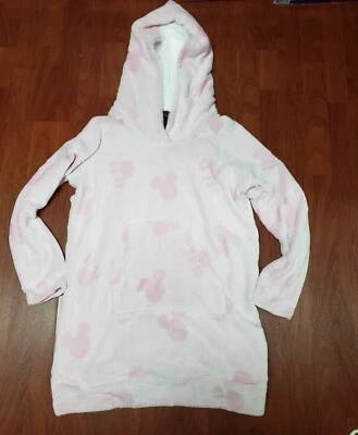 Disney Minnie Pink Soft Hooded Nightgown Pullover Robe Faux Fur Size Medium  - Image 1 of 4