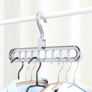 2Pcs Multifunctional Closet Organizer Rack Hook Magic Clothes Hanger Space Saver - Picture 1 of 13