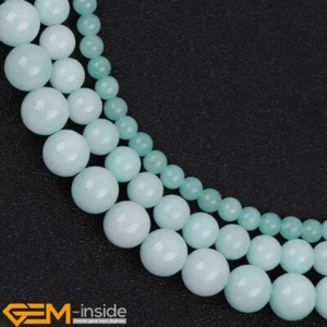 Round Light Cyan Jade Stone Loose DIY Beads For Jewelry/Jewellery Making 15" AU - Picture 1 of 31