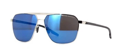 Gafas de sol Porsche Design P8949 plateadas brillantes y negras/azules espejadas (D775) Foto 1 de 4