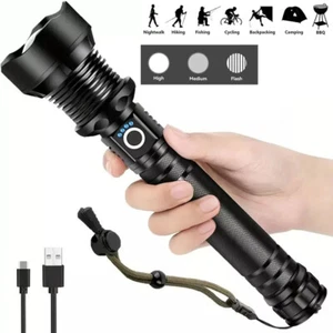 Super Bright 250000000 Lumen Tactical Flashlight Torch Rechargeable Worklight - Picture 1 of 14