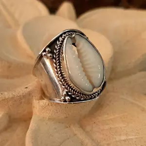 Cowrie Shell Gemstone 925 Sterling Silver Ring Handmade Gift For Wedding KC-958 - Picture 1 of 7