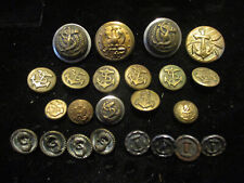 Lot 23 Vintage Estate Mixed Button Collection Military Navy Anchor Rope