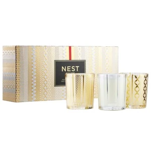 NEST NEW YORK FESTIVE VOTIVE TRIO , HOLIDAY, BLUE CYPRESS & SNOW, BIRCHWOOD PINE - Picture 1 of 8