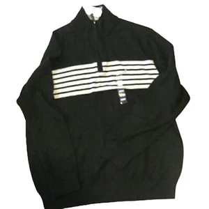 Nautica Men's True Black Stripes Half Zip Sweater XL - Picture 1 of 2