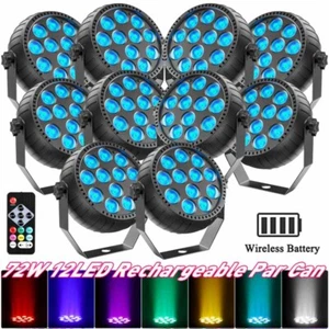 Rechargeable Par Light RGB Battery Powered Wireless 12LED DJ Uplights Remote US - Picture 1 of 19