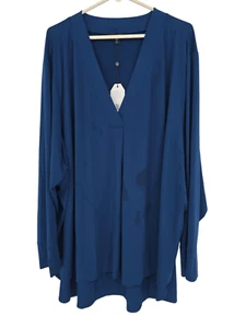 Universal Standard Size 2XL Womens Tunic Top Blue V Neck Long Sleeve Blouse NWT - Picture 1 of 6