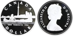 1984 Canada One Dollar 1$ .925 Silver Toronto Proof Coin KM#20/140 w/Box - Picture 1 of 3