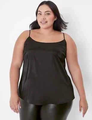 Cami satinado Lane Bryant negro talla grande 20 nuevo con etiquetas Foto 1 de 3