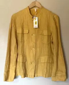 Neu mit Etikett Eileen Fisher gelb Bio-Leinen Utility Tasche Mantel Jacke Größe M - Bild 1 von 11