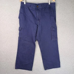 Hard Yakka Pants Mens Size 92S Blue Straight Leg Work Cargo Relaxed - Picture 1 of 15