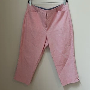 Talbots Women’s Size 16 Petite Perfect Crop curvy, red striped seersucker pants - Picture 1 of 5