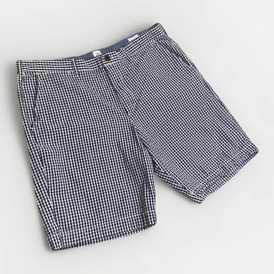 GAP Mens Plaid Blue White Check Textured Summer Beach Golf Chino Shorts Size 36 - Image 1 of 4
