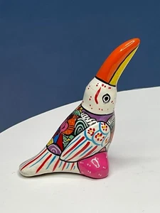 60er Jahre handbemalte mexikanische Keramik Tonala Tukan Figur - Bild 1 von 8