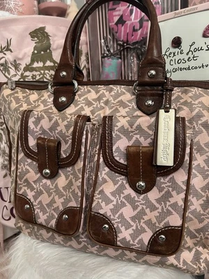 Bolso de bebé vintage Juicy Couture rosa Scottie perro monograma cuero marrón alta costura Foto 1 de 4