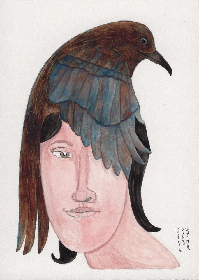 ACEO Original "Man with Bird" by Joseph Ray York (3.5x2.5in.) - Image 1 of 1