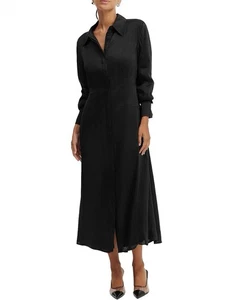 COUNTRY ROAD Basque Detail Shirt Dress Black Long Sleeve Pockets Size AU 14 BNWT - Picture 1 of 8