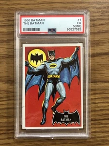 1966 TOPPS BATMAN BLACK BAT #1 THE BATMAN RC PSA EX 5 (MK)  ROOKIE SET BREAK CB - Picture 1 of 3