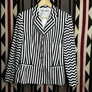 NWT ESCADA  WOMENS BLAZER JACKET MADE IN GERMANY SZ US 10 / GER 40 Blk White - Picture 1 of 9