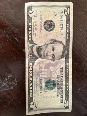 2017A $5 Federal Reserve System Seal Ink Bleed Error - Image 1 of 2