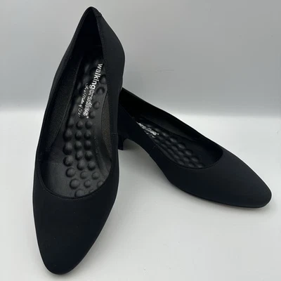 Walking Cradles Women’s Black Pump Block Heel Fabric Size 8.5 W Preowned  EUC - Image 1 of 4