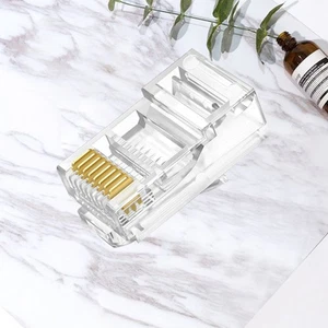 100 PCS Crimp Connectors Goldverteidiger Kristallkopf Cat6-Kabelanschlüsse - Afbeelding 1 van 11